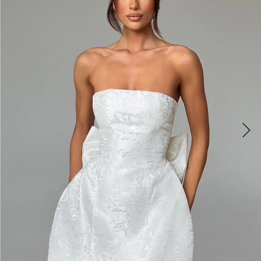 White Sequin Strapless Bridal Gown
